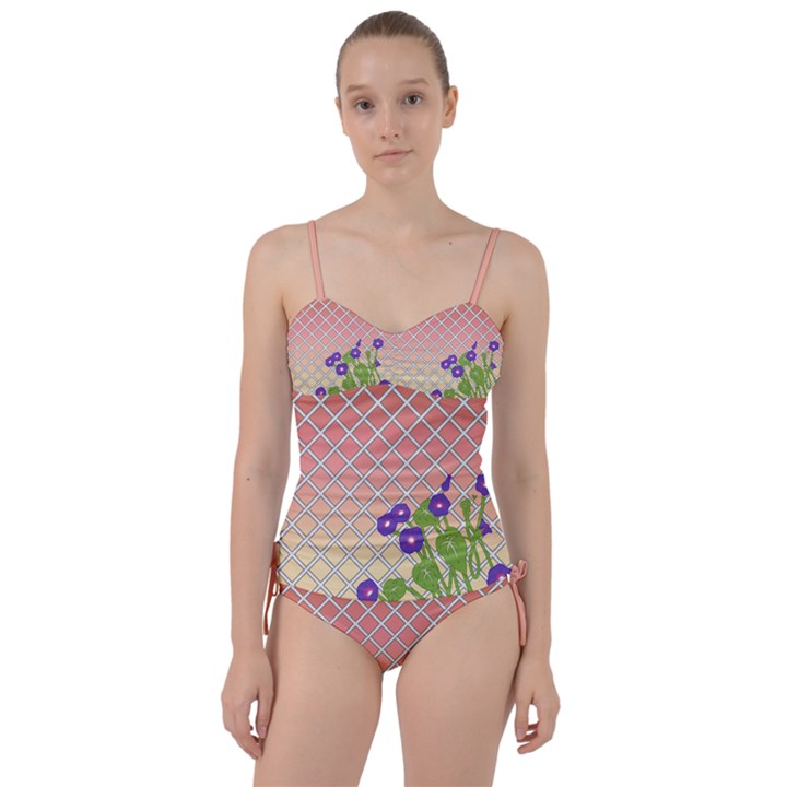 Morning Glory Argyle (Blue Sky) Pattern Sweetheart Tankini Set