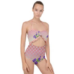 Morning Glory Argyle (blue Sky) Pattern Scallop Top Cut Out Swimsuit by emilyzragz