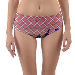 Morning Glory Argyle (blue Sky) Pattern Reversible Mid-waist Bikini Bottoms by emilyzragz