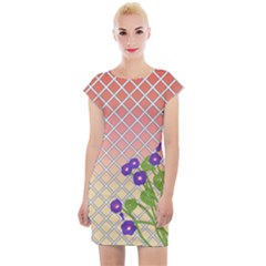 Morning Glory Argyle (sunset) Pattern Cap Sleeve Bodycon Dress