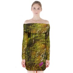 Dragonfly Dragonfly Wing Close Up Long Sleeve Off Shoulder Dress by Sapixe