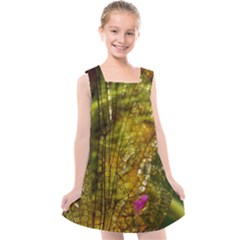 Dragonfly Dragonfly Wing Close Up Kids  Cross Back Dress by Sapixe