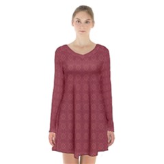 Pattern Background Texture Long Sleeve Velvet V-neck Dress by Sapixe