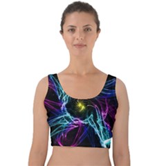 Abstract Art Color Design Lines Velvet Crop Top by Sapixe