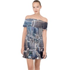 Manhattan New York City Off Shoulder Chiffon Dress by Sapixe