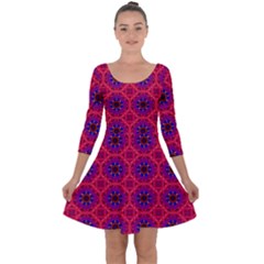 Retro Abstract Boho Unique Quarter Sleeve Skater Dress