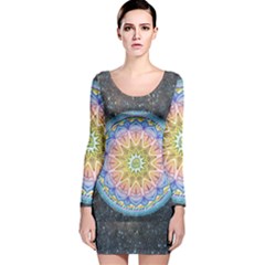 Mandala Cosmos Spirit Long Sleeve Velvet Bodycon Dress by Sapixe