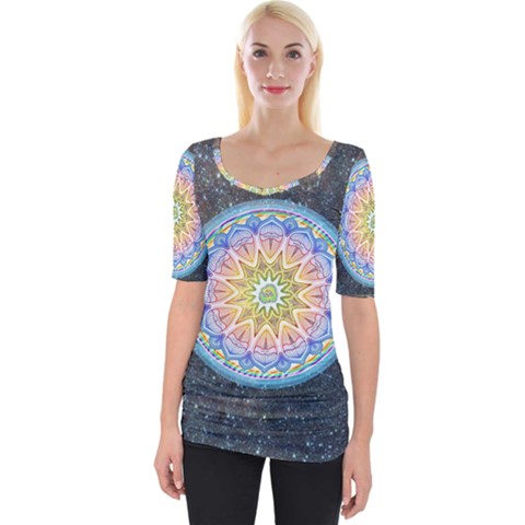 Mandala Cosmos Spirit Wide Neckline Tee by Sapixe