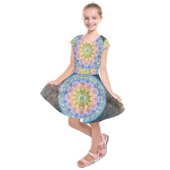 Mandala Cosmos Spirit Kids  Short Sleeve Dress by Sapixe