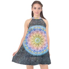 Mandala Cosmos Spirit Halter Neckline Chiffon Dress  by Sapixe