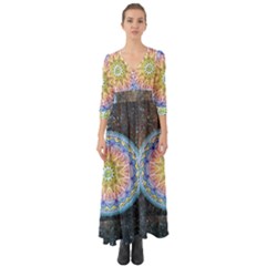 Mandala Cosmos Spirit Button Up Boho Maxi Dress by Sapixe