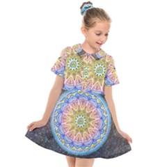 Mandala Cosmos Spirit Kids  Short Sleeve Shirt Dress by Sapixe