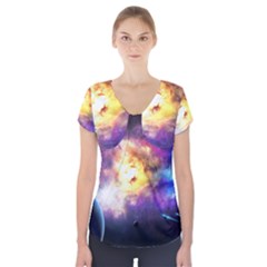 Colors Of The Planets Short Sleeve Front Detail Top by burpdesignsA