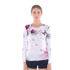 Butterflies And Flowers Women s Long Sleeve Tee