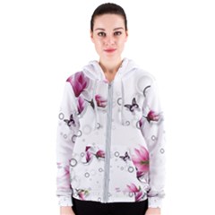 Butterflies And Flowers Women s Zipper Hoodie by burpdesignsA