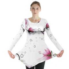 Butterflies And Flowers Long Sleeve Tunic  by burpdesignsA