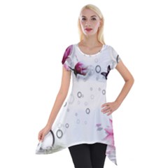 Butterflies And Flowers Short Sleeve Side Drop Tunic by burpdesignsA