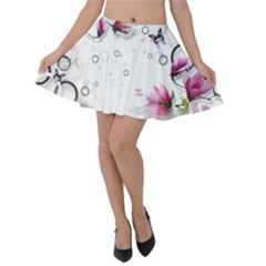 Butterflies And Flowers Velvet Skater Skirt