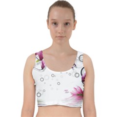 Butterflies And Flowers Velvet Racer Back Crop Top by burpdesignsA