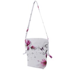 Butterflies And Flowers Folding Shoulder Bag