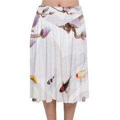 Fishes And Flowers Velvet Flared Midi Skirt by burpdesignsA