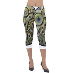  Clock Steampunk Gear  Lightweight Velour Capri Leggings  by burpdesignsA