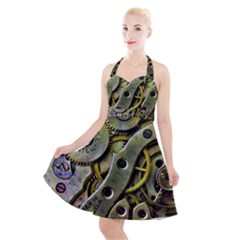  Clock Steampunk Gear  Halter Party Swing Dress  by burpdesignsA