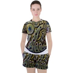  Clock Steampunk Gear  Women s Tee And Shorts Set