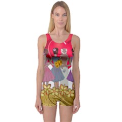 Girl Power One Piece Boyleg Swimsuit by burpdesignsA