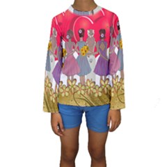 Girl Power Kids  Long Sleeve Swimwear by burpdesignsA