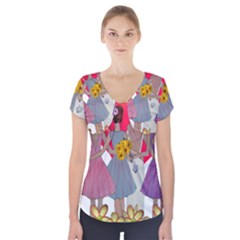 Girl Power Short Sleeve Front Detail Top by burpdesignsA