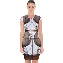 Steampunk Flyer Capsleeve Drawstring Dress 