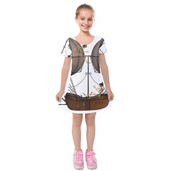 Steampunk Flyer Kids  Short Sleeve Velvet Dress