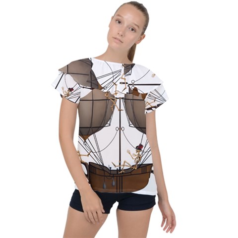 Steampunk Flyer Ruffle Collar Chiffon Blouse by burpdesignsA