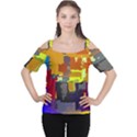 Abstract Vibrant Colour Cutout Shoulder Tee View1