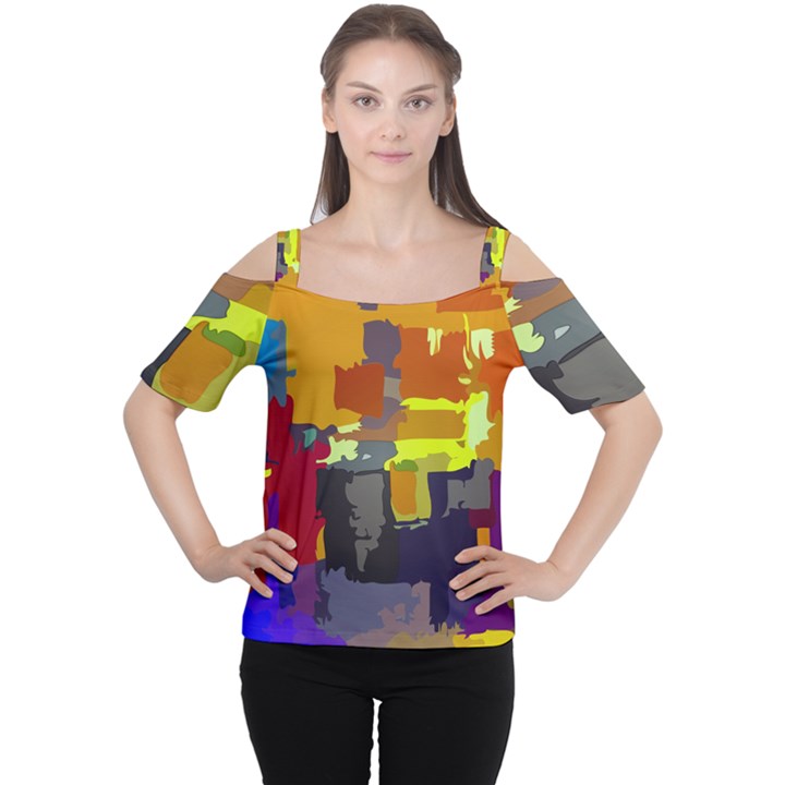 Abstract Vibrant Colour Cutout Shoulder Tee