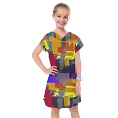 Abstract Vibrant Colour Kids  Drop Waist Dress by Sapixe