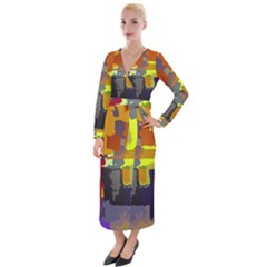 Abstract Vibrant Colour Velvet Maxi Wrap Dress