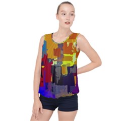 Abstract Vibrant Colour Bubble Hem Chiffon Tank Top