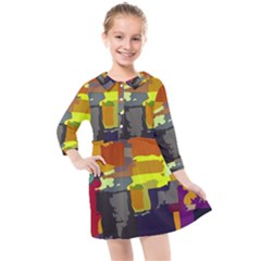 Abstract Vibrant Colour Kids  Quarter Sleeve Shirt Dress by Sapixe