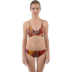 Bark Tree Texture Wood Trunk Wrap Around Bikini Set by Sapixe