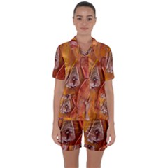 Bark Tree Texture Wood Trunk Satin Short Sleeve Pyjamas Set by Sapixe