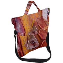 Bark Tree Texture Wood Trunk Fold Over Handle Tote Bag by Sapixe