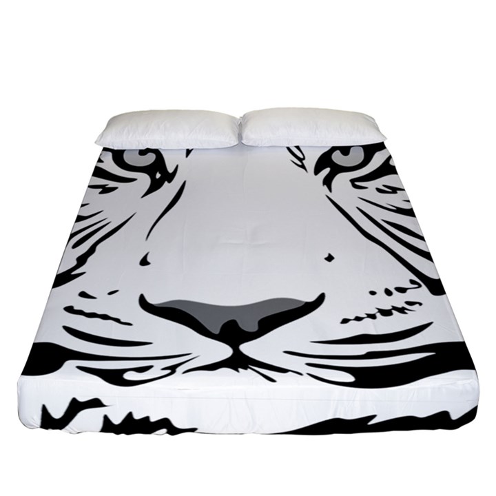 Tiger Black ans white Fitted Sheet (Queen Size)