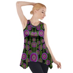 Black Lotus Night In Climbing Beautiful Leaves Side Drop Tank Tunic by pepitasart