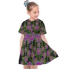 Black Lotus Night In Climbing Beautiful Leaves Kids  Sailor Dress by pepitasart