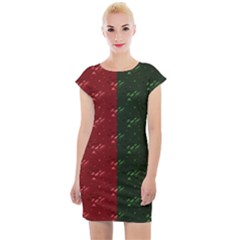 Colour Blocking Botanical Cap Sleeve Bodycon Dress