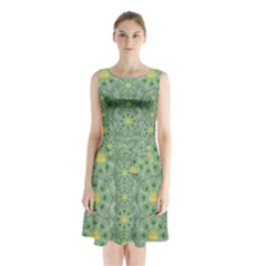 Summer Fantasy Apple Bloom In Seasonal Nature Sleeveless Waist Tie Chiffon Dress by pepitasart