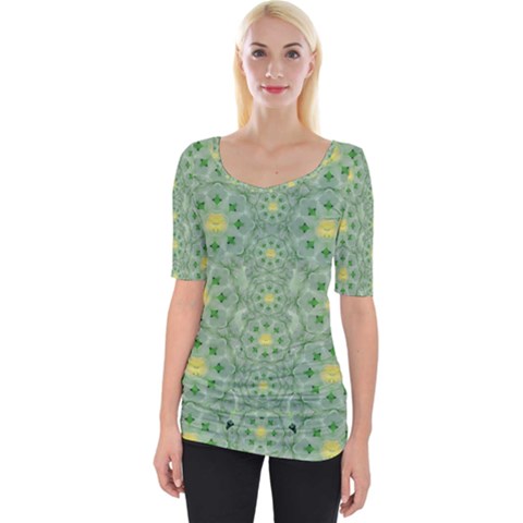 Summer Fantasy Apple Bloom In Seasonal Nature Wide Neckline Tee by pepitasart