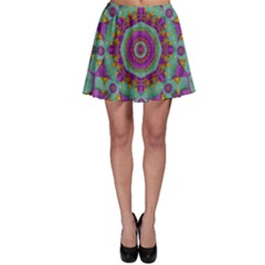 Water Garden Lotus Blossoms In Sacred Style Skater Skirt by pepitasart